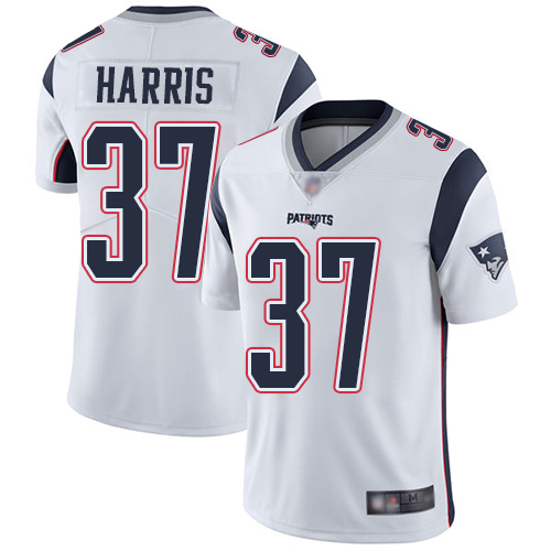 New England Patriots Football 37 Vapor Untouchable Limited White Men Damien Harris Road NFL Jersey